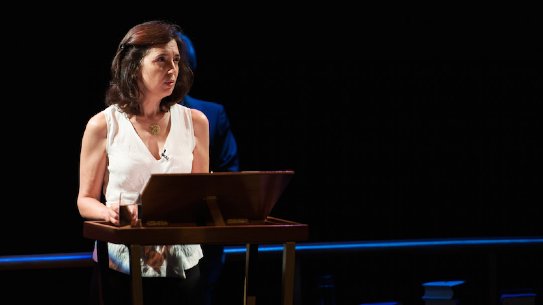 La académica Inés Fernández-Ordóñez ha comentado el «Cantar de Mio Cid«. Foto: Guillermo Casas, Festival de Almagro.