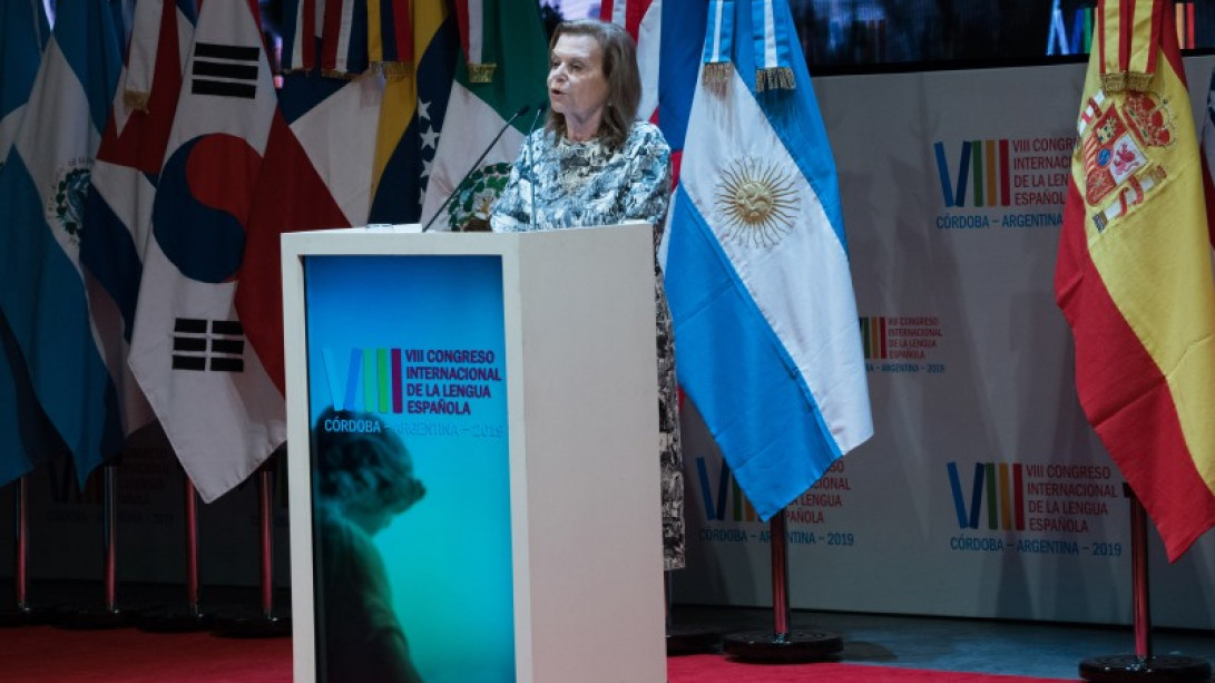 La académica Carme Riera durante su intervención.