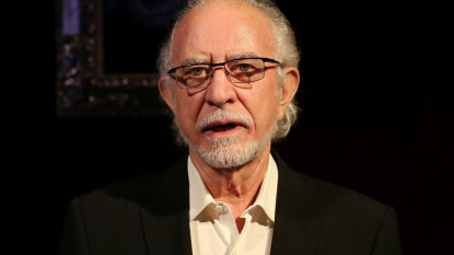 José María Merino durante la representación de «La lengua navega a América». Foto: Marta Jara.